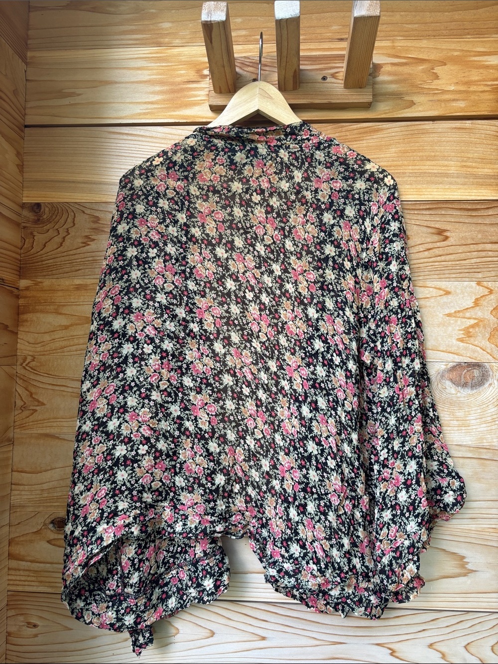 Free People Vintage Label Floral Bell Sleeve Boho Kimono Cardigan Medium - Picture 5 of 5